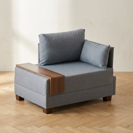 Armchair Right Fly Blue atmospheric photo in a modern interior