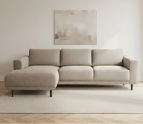 Moderne Hoekbank Links Taupe Stof Aniko met Chaise Longue 238x142x78 cm