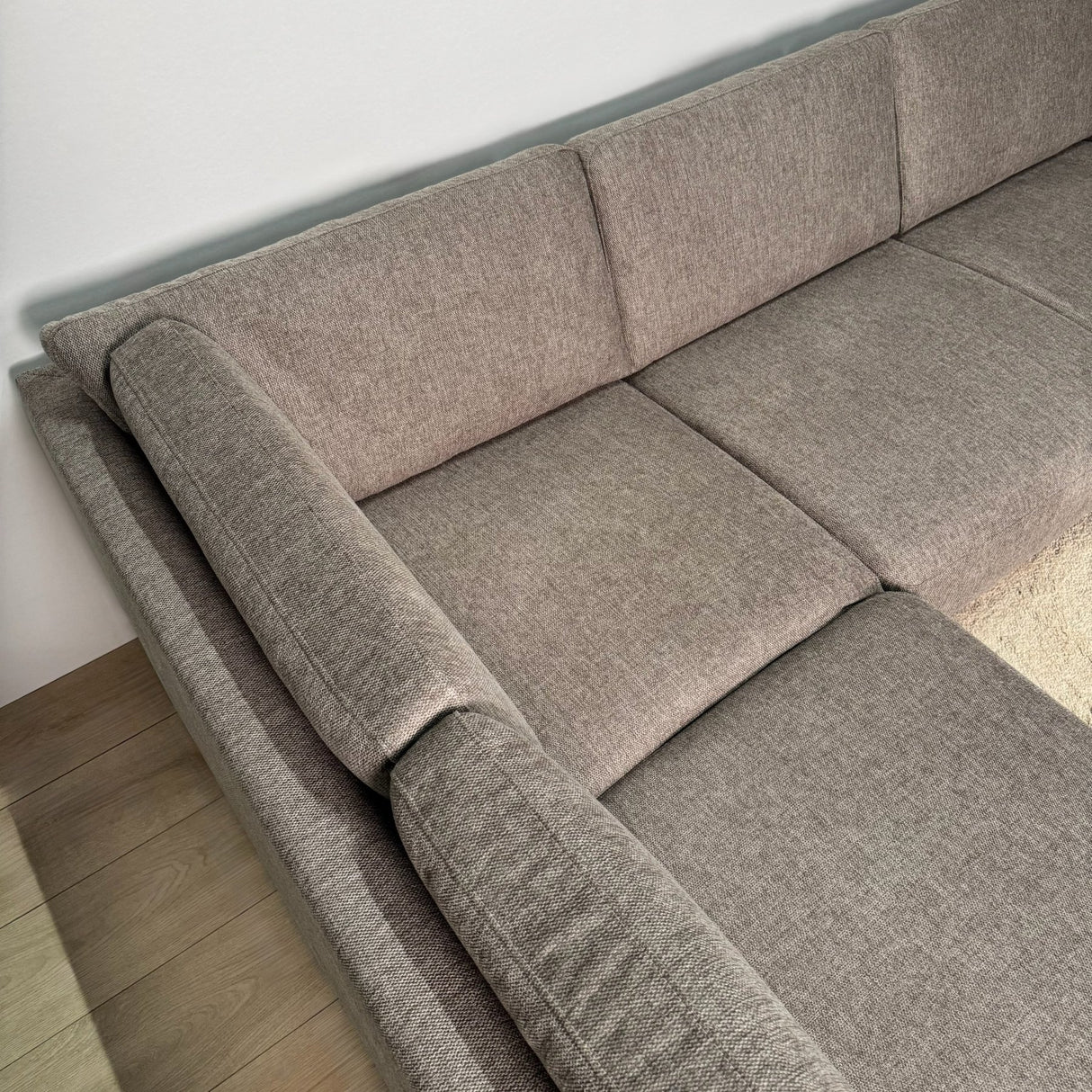 Modern 3-seater Corner Sofa Left Taupe Fabric Aniko with Lounger 240x197x78 cm 