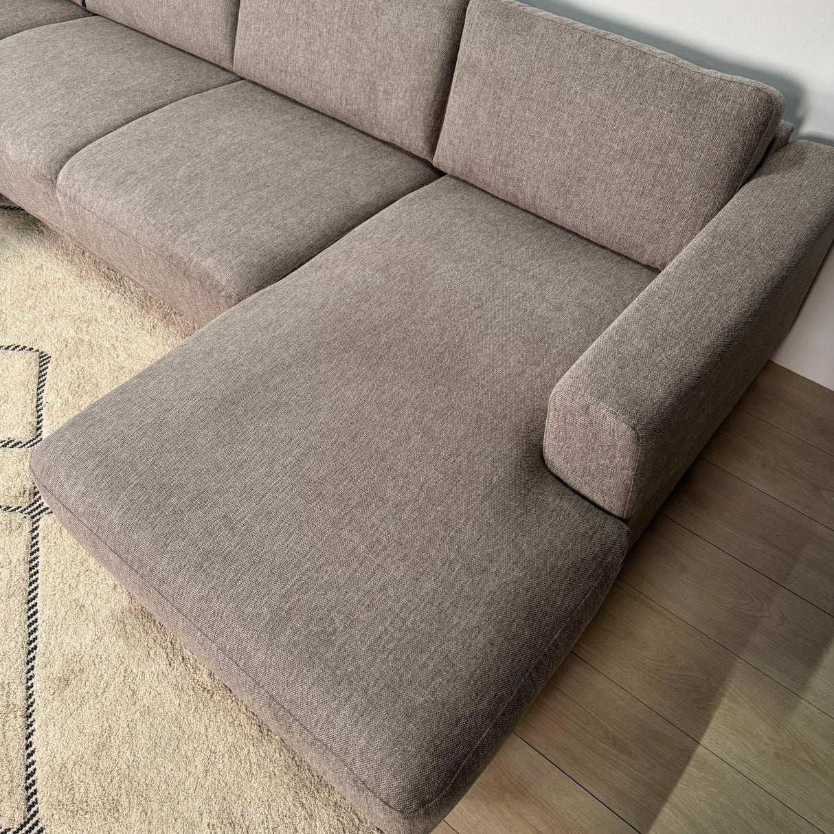 Modern U-Shape Couch Corner Sofa Left Taupe Fabric Aniko 310x197x78 cm 