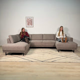 Modern U-Shape Couch Corner Sofa Left Taupe Fabric Aniko 310x197x78 cm 