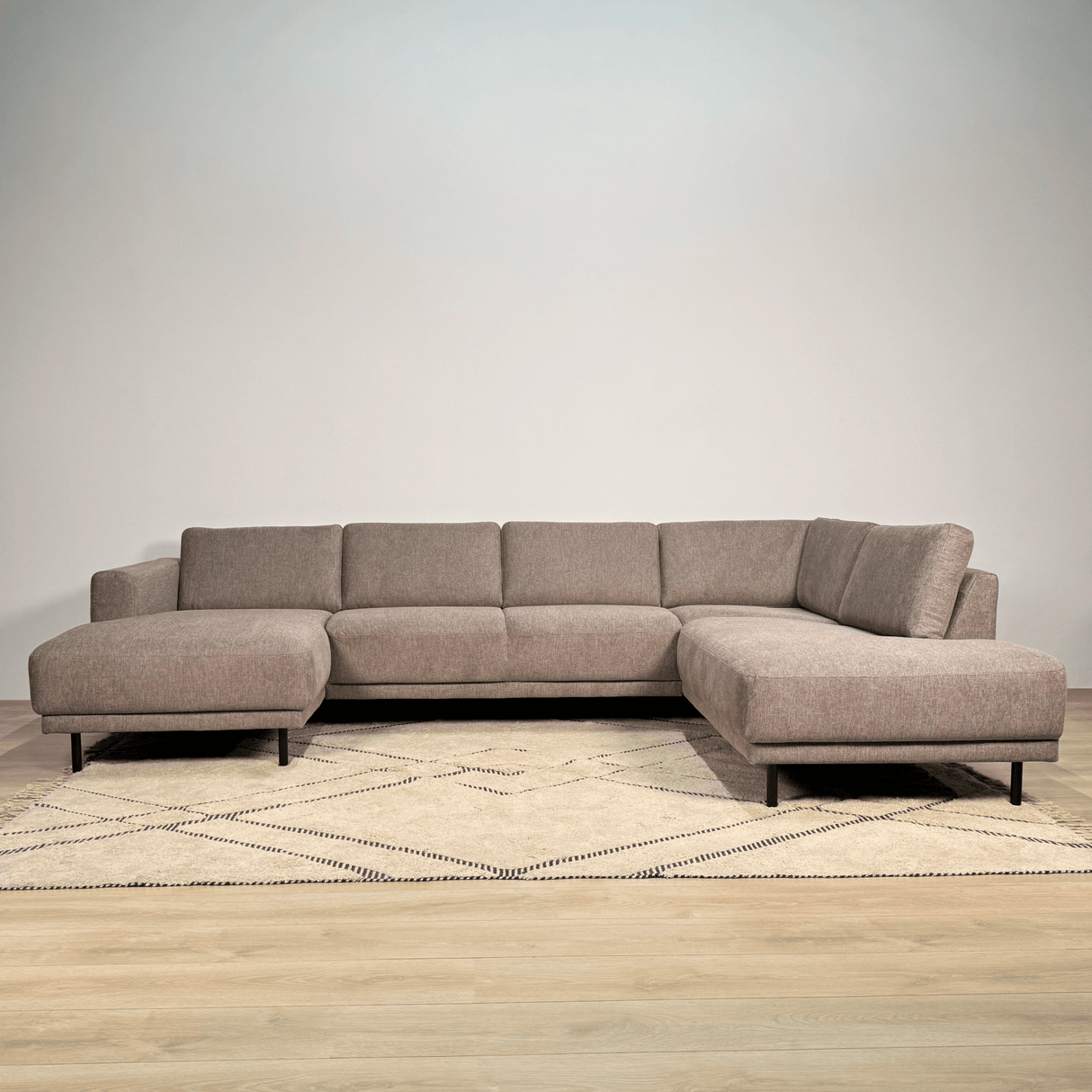 Modern U-Shape Corner Sofa Right Taupe Fabric Aniko 310x197x78 cm 