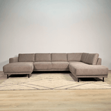 Modern U-Shape Corner Sofa Right Taupe Fabric Aniko 310x197x78 cm 