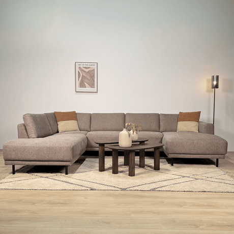 Modern U-Shape Couch Corner Sofa Left Taupe Fabric Aniko 310x197x78 cm 