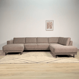 Modern U-Shape Corner Sofa Right Taupe Fabric Aniko 310x197x78 cm 