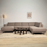 Modern U-Shape Corner Sofa Right Taupe Fabric Aniko 310x197x78 cm 