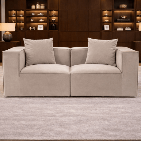 Modular XXL 2-seater sofa Sora 190 cm wide in Beige linen