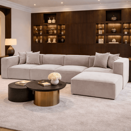 Modular XXL corner sofa beige linen 430 cm wide Sora