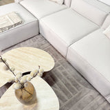 Coffee table set of 2 Jimi travertine top with walnut base 