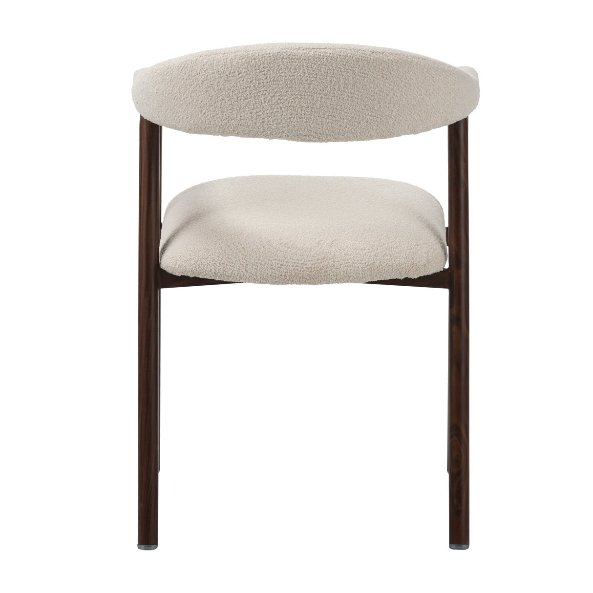 Japandi Dining Chair Ivory Bouclé Suki - Walnut Frame - With Armrests 
