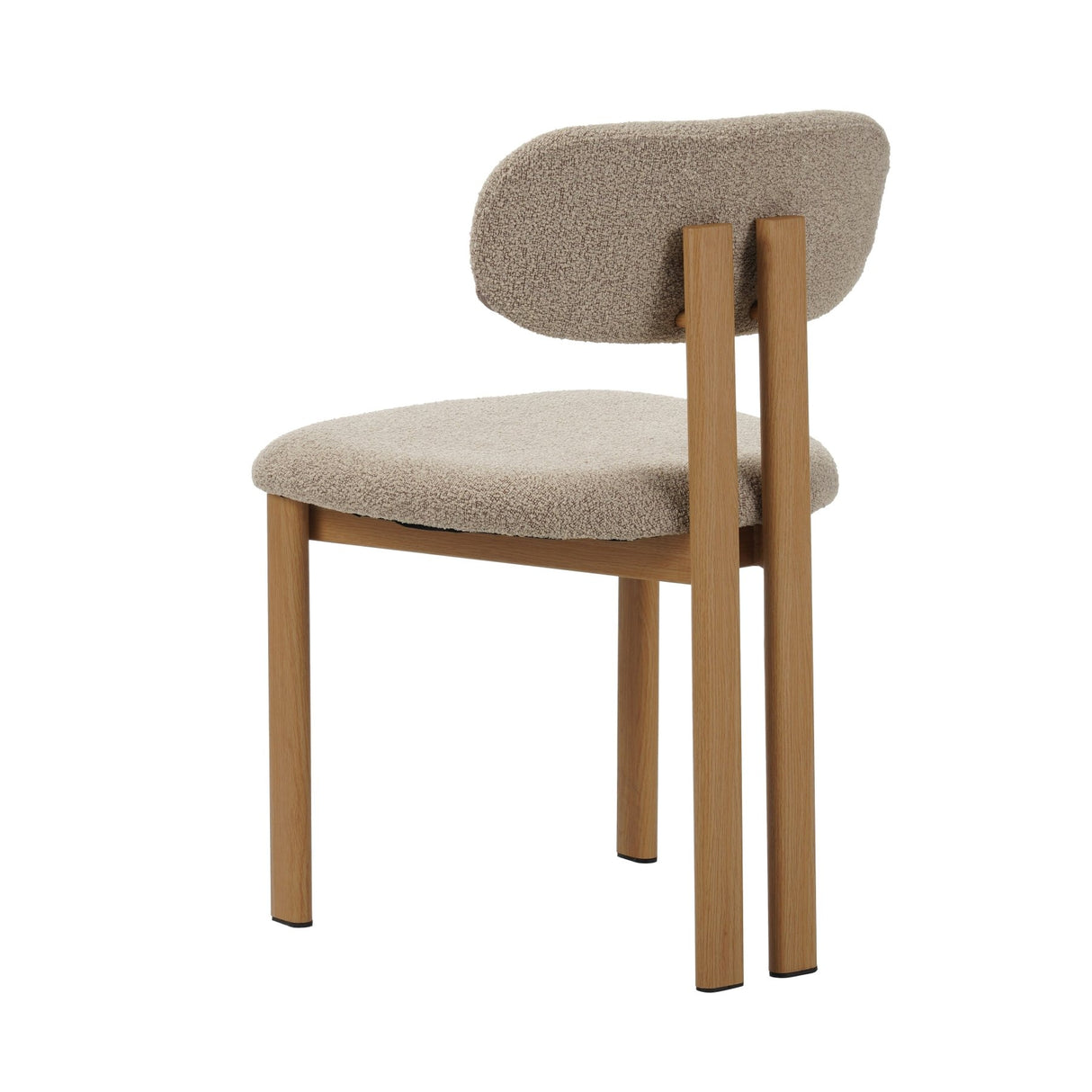 Japandi Dining Chair Miyo Bouclé Sand Color - Oak Look Frame 