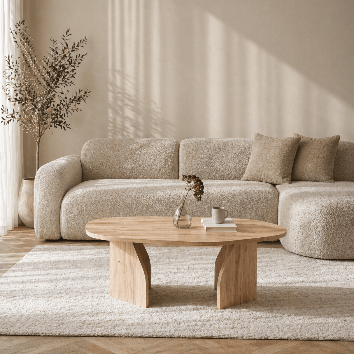 Organic Coffee Table Oak Melamine - 105x65 cm - Rack