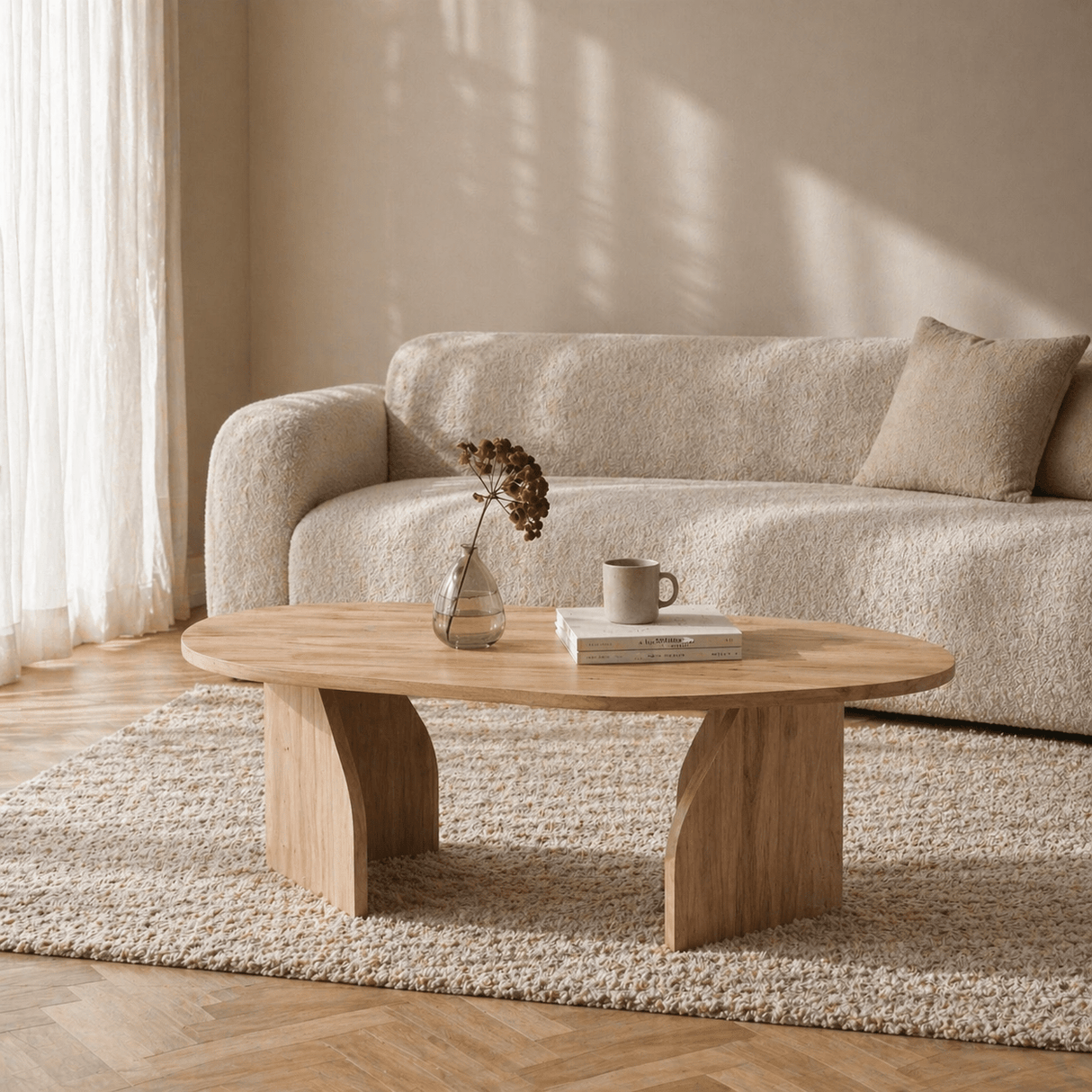 Organic Coffee Table Oak Melamine - 105x65 cm - Rack