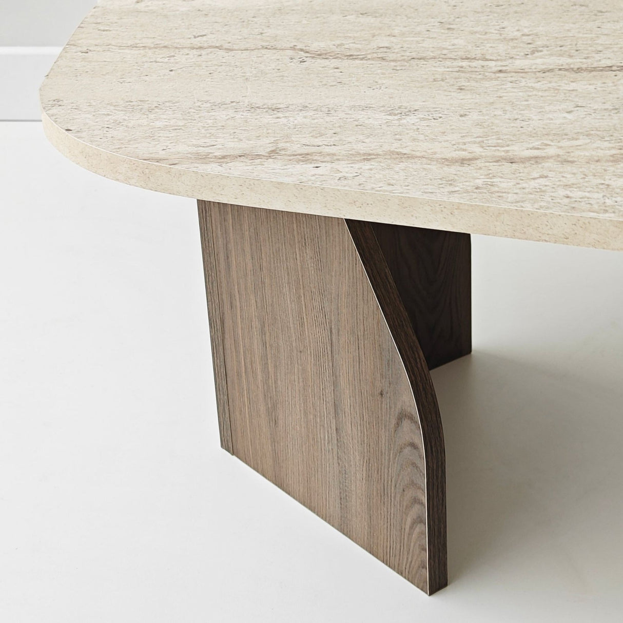 Salontafels - Organische Salontafel Japandi Walnoot met Travertin Melamine - 105x65 cm - Rack - Dimehouse