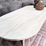 Oval Coffee Table Travertine look Sabla - 119x60 