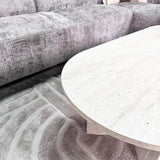 Oval Coffee Table Travertine look Sabla - 119x60 