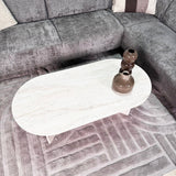 Oval Coffee Table Travertine look Sabla - 119x60 