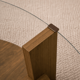 Salontafels - Ronde salontafel walnoot melamine transparant glas Ø75 cm - Cairo - Dimehouse