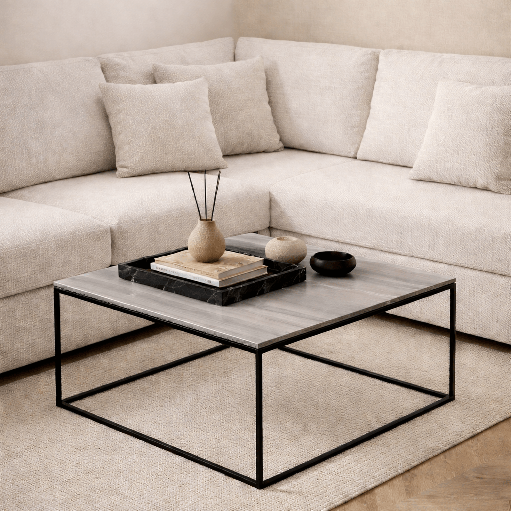 Square Coffee Table 75x75 cm Pola - Gray Wood Melamine 