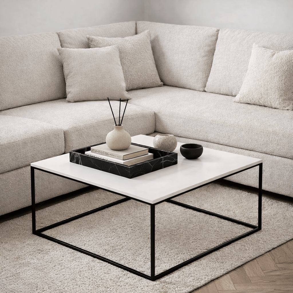 Square Coffee Table 75x75 cm Pola - White Melamine 