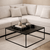 Square Coffee Table 75x75 cm Pola - Black Marble Look Melamine 