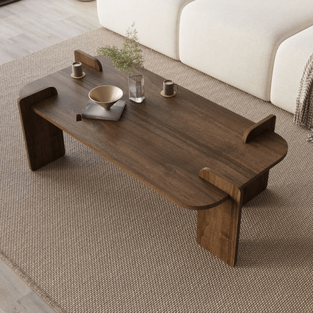 Salontafel Walnoot melamine - 120 x 60 cm - ronde hoeken - Lovge