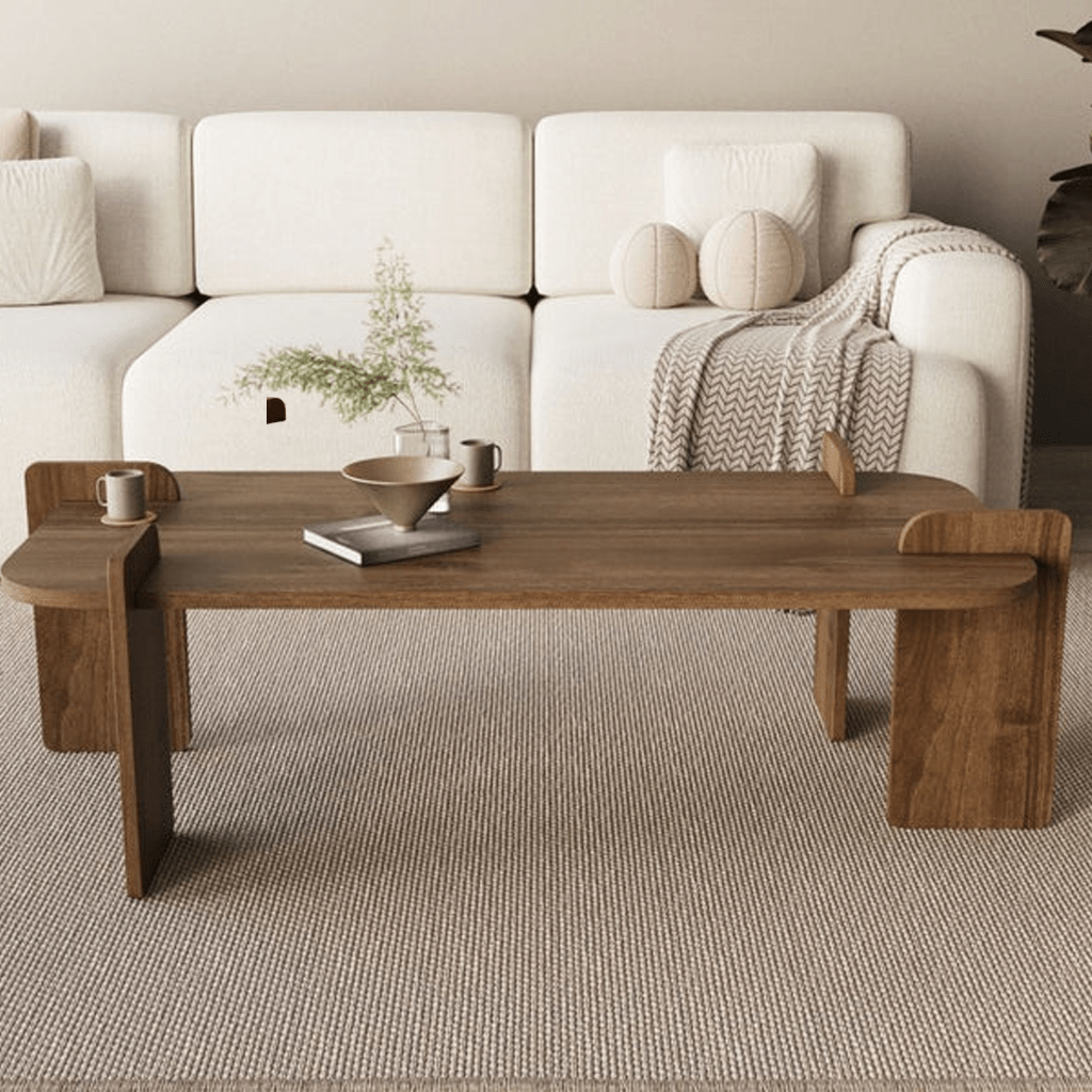 Salontafel Walnoot melamine - 120 x 60 cm - ronde hoeken - Lovge