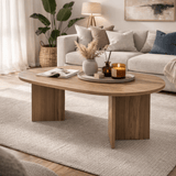 Coffee table oak melamine arc shape Koda 119x60 cm