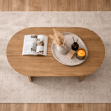 Coffee table oak melamine arc shape Koda 119x60 cm