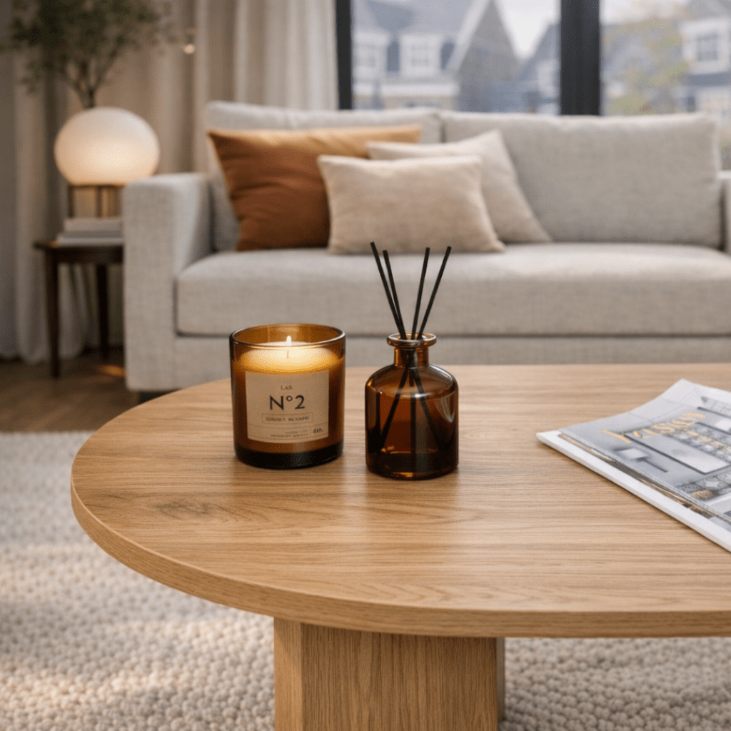 Coffee table oak melamine arc shape Koda 119x60 cm