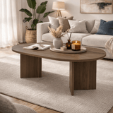 Coffee table walnut melamine arc shape Koda 119x60 cm