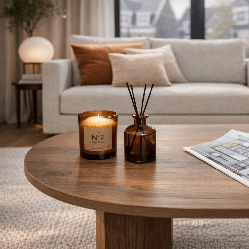 Coffee table walnut melamine arc shape Koda 119x60 cm