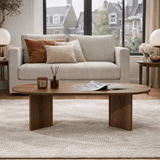 Coffee table walnut melamine arc shape Koda 119x60 cm