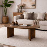 Coffee table walnut melamine arc shape Koda 119x60 cm