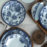 Dinner Set (24 Pieces) - Servies set porselein - 24 delig - Blauw met wit - Delta - Dimehouse