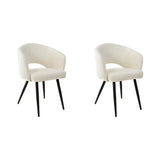 Set of 2 dining chairs Cargo Bouclé White 