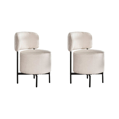 Set of 2 dining chairs Dante Bouclé white swivel 