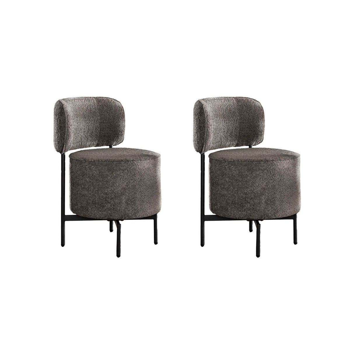 Set of 2 dining chairs Dante boucle gray swivel 