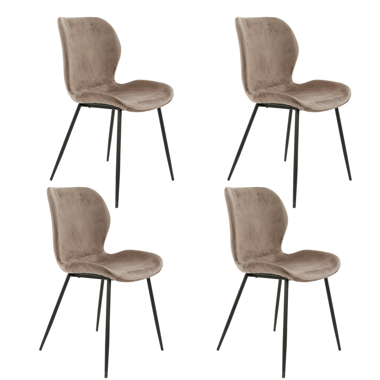 Set of 4 dining chairs Argo Velours champagne 