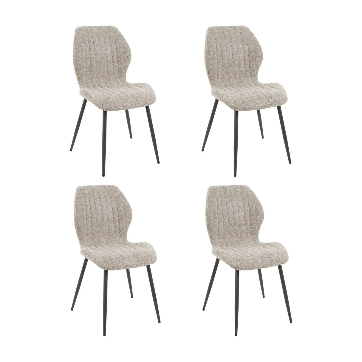 Set of 4 dining chairs Luna Bouclé Sand 