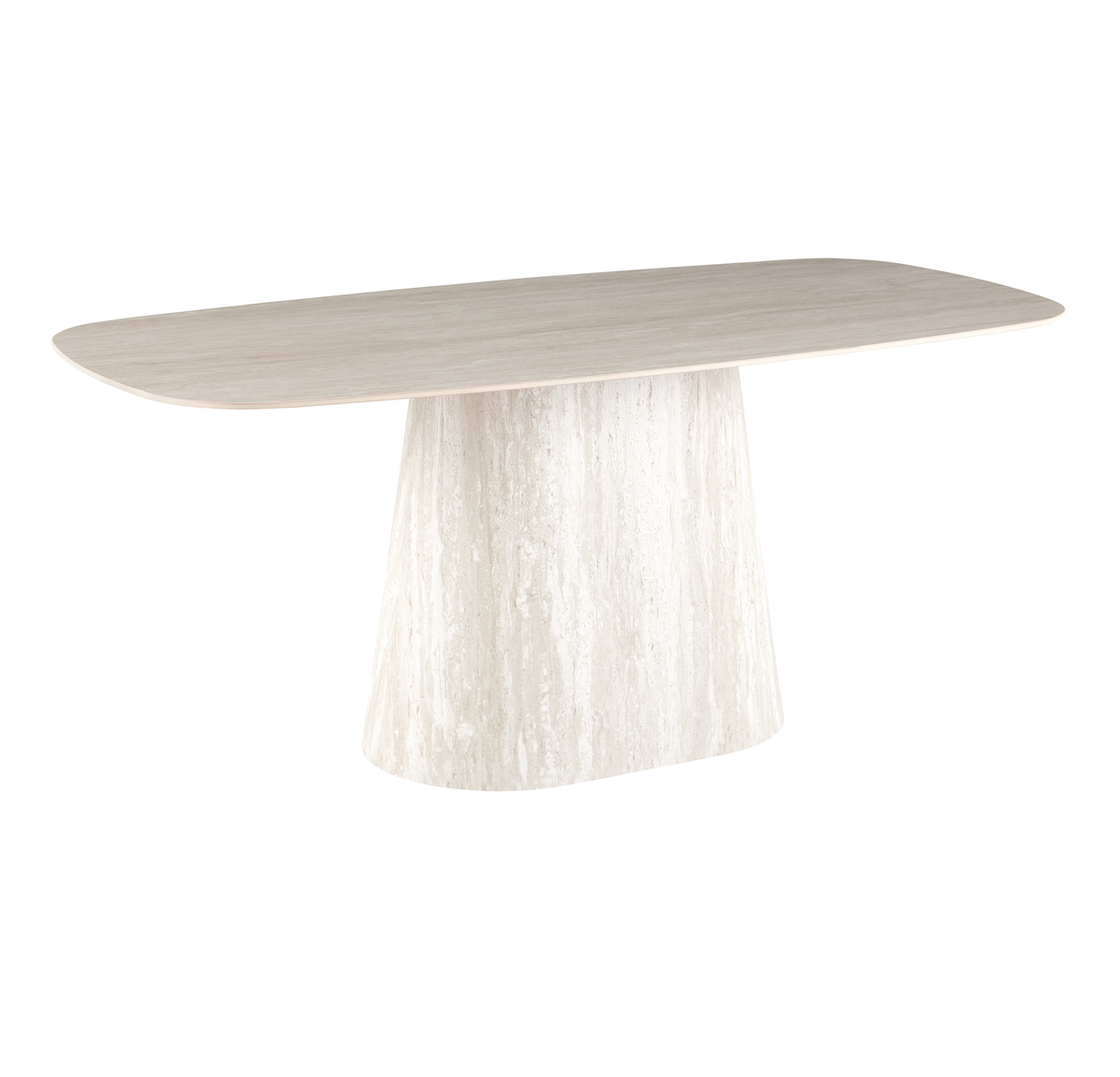 Sintered Stone Marble Look Travertine Dining Table Lea 180x90 cm - Danish Oval