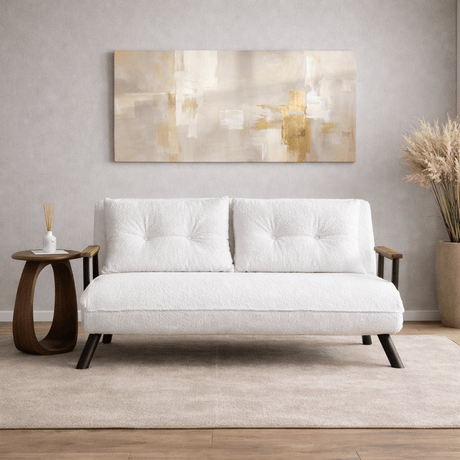 Sofa bed Ivory Bouclé 2-seater - Sando