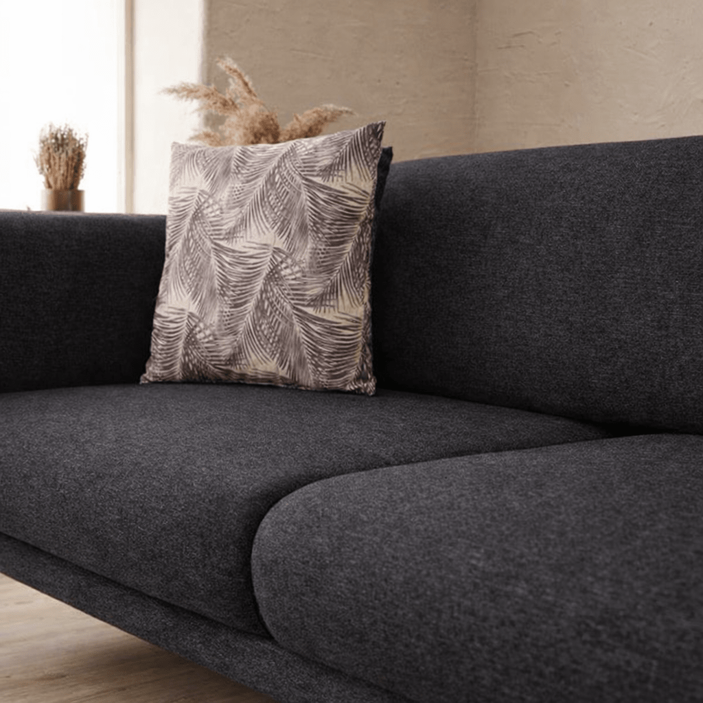 Sofa bed anthracite linen fabric 3-seater - Venus