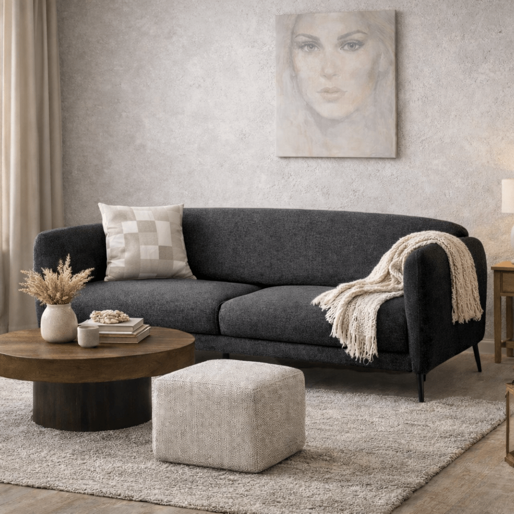 Sofa bed anthracite linen fabric 3-seater - Venus