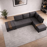 Sofa bed anthracite fabric - XXL 280 x 210 - Right - Fly