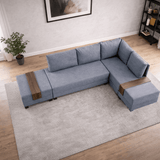 Sofa bed blue fabric - XXL 280 x 210 - Right - Fly
