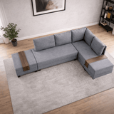 Sofa bed gray fabric - XXL 280 x 210 - Right - Fly