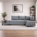 Sofa bed gray fabric - XXL 280 x 210 - Right - Fly