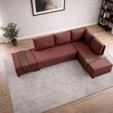 Sofa bed red fabric - XXL 280 x 210 - Right - Fly