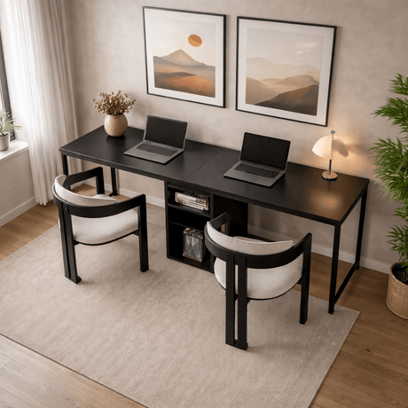 Desk anthracite with black - 240x60 cm - Melamine - Twin